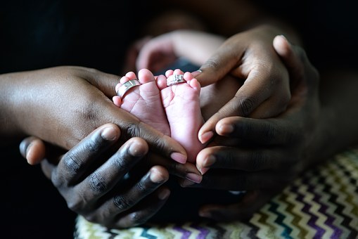 Black Fam Hands with Baby Feet